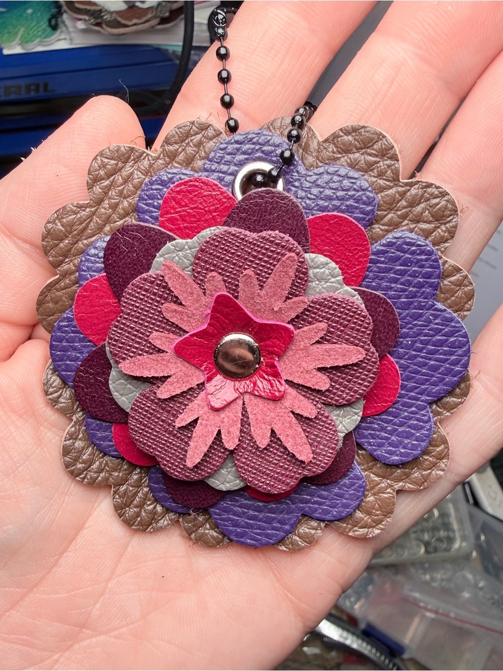 Handmade Floral Bag Charm 💜🩷